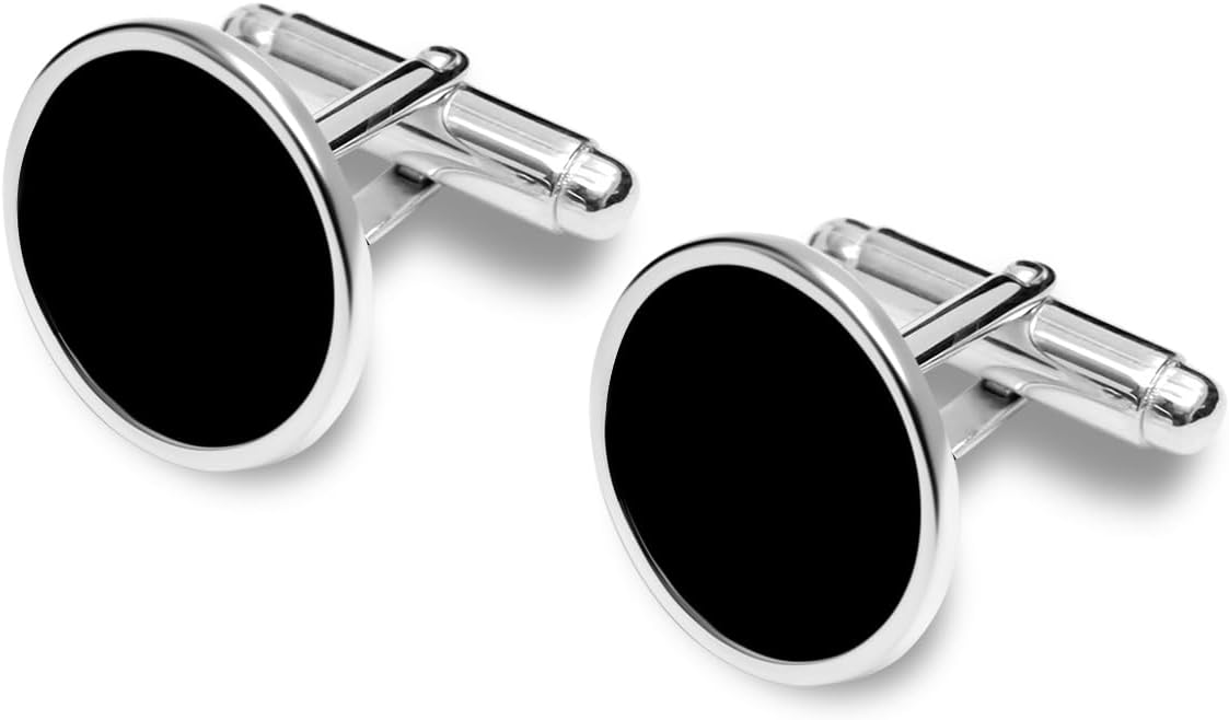 Sterling Silver Round Cufflinks for Men