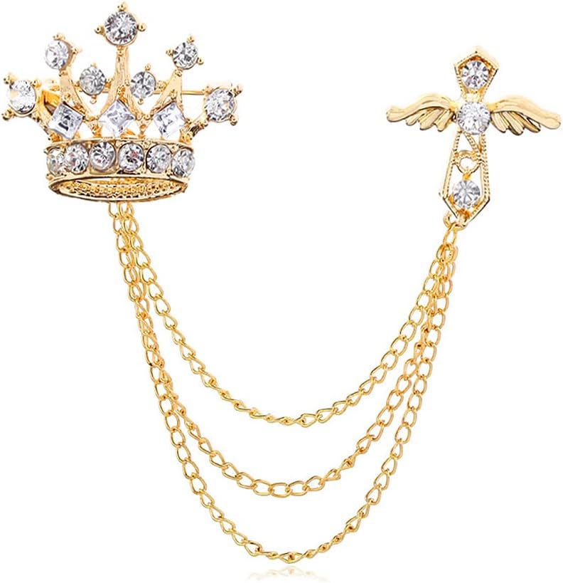 Crown Chain Collar Pin for Men