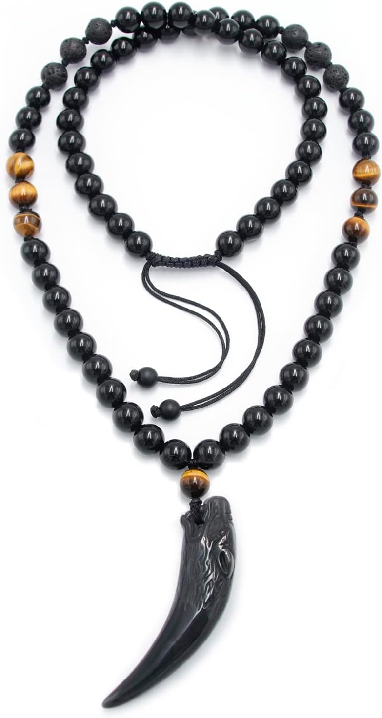 Wolf Tooth Natural Stone Necklace for Men