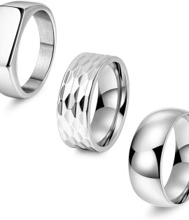 Men's Band Ring Set with Dome and Signet Designs