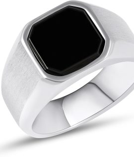 Black Agate Stone Ring for Men