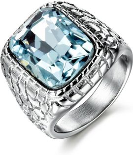 Aquamarine Crystal Ring for Men