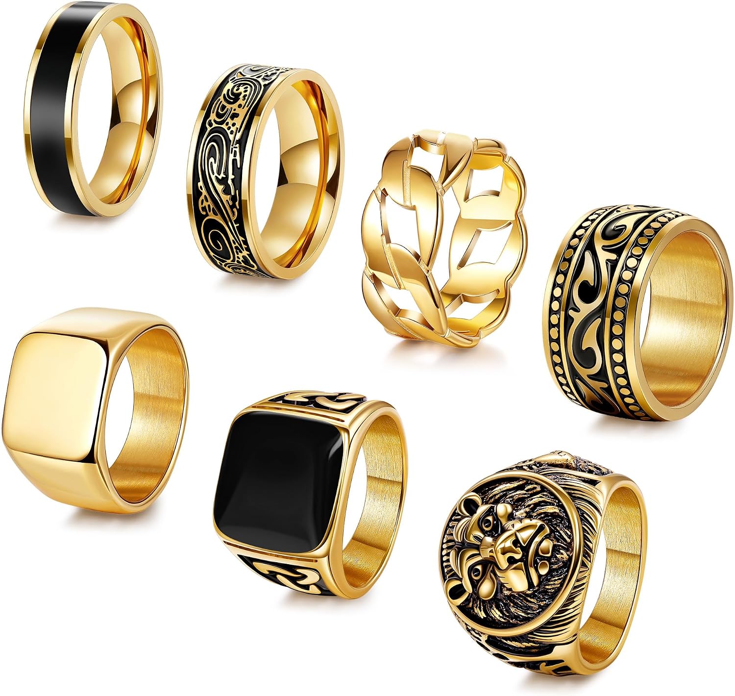 Vintage Stainless Steel Ring Set for Men